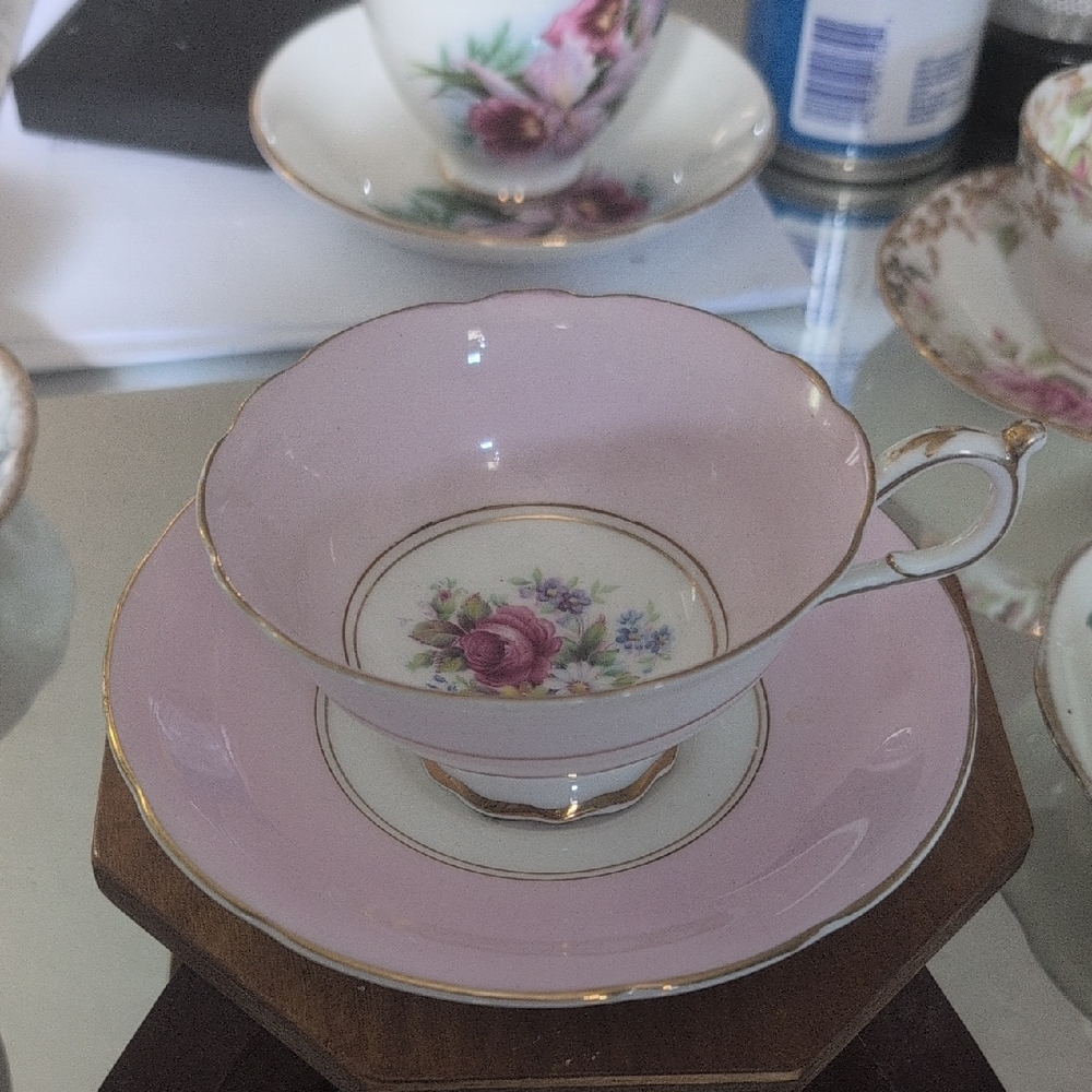 Paragon Elegant Pink Floral Teacup and Saucer Set